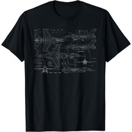 Jet Aircraft Fighter Jet Blueprint Design T-Shirt