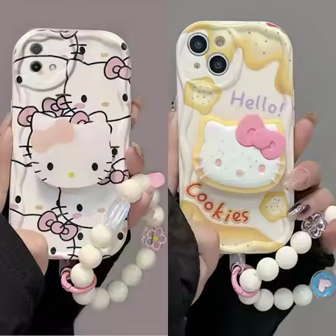 Sanrio Hello Kitty Bracelet Chain Stand Case For Samsung Galaxy S24 Ultra S23 A55 A35 A34 A32 A54 A5