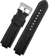 GANYUU Silicon Watchband For Tudor PELAGOS Series 25500TN 25600TN Black Waterproof Rubber 22mm Dedicated Lug Watch Belt (Color : Black white line, Size : 22mm)