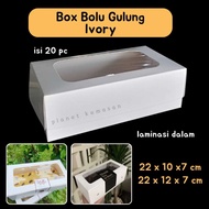 [ 20 pc ] white roll cake box IVORY 22x10x7 22x12x7 white window laminated cake box