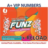 U MOBILE A+ VIP Number Prepaid Starter Pack with **UNLIMITED FUNz**