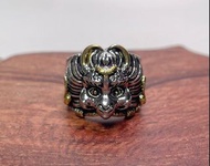 藏傳 白銅電鍍銀/鍍金《大鵬金翅鳥》寬版戒指