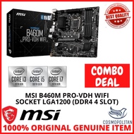 MSI B460M PRO-VDH WIFI mATX Intel (10 GEN) LGA1200 Motherboard + INTEL CORE CPU COMBO
