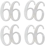 Silver Glitter 66 Cut-Out Numbers, 66th Birthday Party Anniversary Decorations DIY Essentials