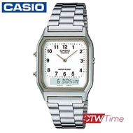 Casio Standard นาฬิกาข้อมือ ช/ญ สายสแตนเลส รุ่น AQ-230A-7BMQ (หน้าขาว/ตัวเลข)