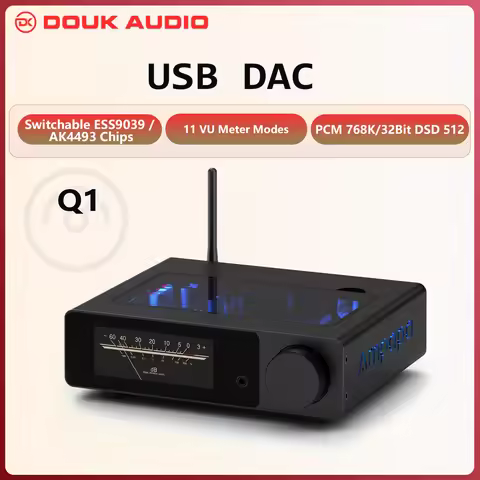 Ampapa Q1 HIFI ESS9039+AK4493 USB DAC Bluetooth 5.2 Receiver Digital to Analog Converter w/ Digital 