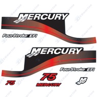 Decals for Mercury 75 HP Four Stroke EFI Outboard Engine Red Decal Kit Sticker Set Reproduction 75hp
