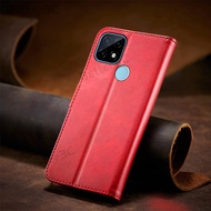 Chất liệu Da PU Ví lật vỏ điện thoại lúa mì Tai nổi chân đế trường hợp tương thích cho Realme C11 C1