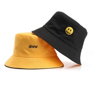 HITAM Bucket HAT SMILEY FACE LOGO DREW korea Plain Color Women's BUCKET HAT - Black-Yellow U4B0 EXCL