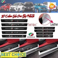 Carbon Fiber（ LEATHER )Car Door Sill Strip Anti Scratch side door step Protector perodua axia aruz myvi bezza alza Ativa