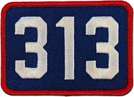 Detroit 313 Area Code Patch 3.5" x 2.5" Embroidered Heat Seal Backing (Red/White/Blue)