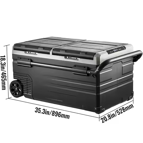 SucceBuy 75L 95L Small Car Fridge Portable Mini Dual Storage Zone Refrigerator Compressor Truck Free