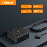 TESSAN ปลั๊กไฟ ดํา ปลั๊กพ่วง USB สายพ่วง ปลั๊กไฟ 2/3/6/8 ช่อง 1.5/3 เมตร ปลั๊กไฟ - 10A230V