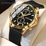 CRRJU Men's Waterproof Watch Sport Rubber Strap Quartz Movement Luminous Hands Date Recorder Multifu