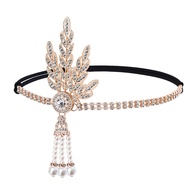 1PC Headpiece Kalung Dahi Liontin Mutiara Lady Hiasan Dahi Pengantin Kalung Dahi Headpiece Kristal E