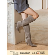 Celebrity Inspired 73Hours Mocha Melade Boots - High Heel Faux Fur Lined Winter Boot
