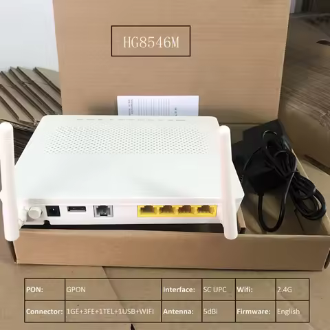 Original HG8546M GPON ONU FTTH Modem Router 1GE+3FE+TEL+USB 2.4G WIFI 5db SC UPC Interface ONT 100% 