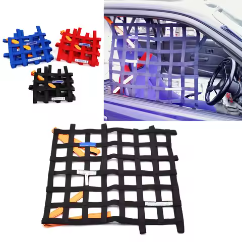 Universal 20"x17" Nylon Car Window Net Car Rally Racing Safety Equipment Blue/ Red/ black