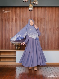 LUNA SERIES Gamis set Khimar By Bermerks Syari Gamis Ceruty Motif Premium Mewah All Size