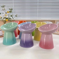 LE Creuset Cool Rainbow Gradient Color High Foot Diagonal Pet Bowl-Cat Dog Neck Protector Food ins Ceramic