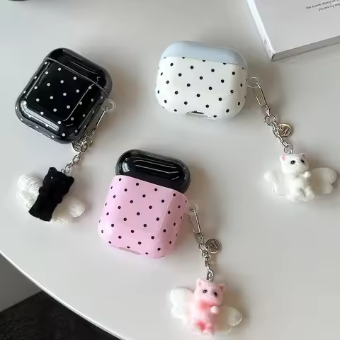 Case for AirPods3 AirPods4 Splicing Colors Polka Dot Cover for Apple AirPods Pro 1 2 3 Pro2 Wireless