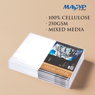 MayArt SC Mixed Media Paper Pack 250gsm 100% Cellulose A3/A4 Pek Kertas Media Campuran
