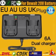 For Dewalt 20V Charger EU AU US UK Plug 6A Dual Charger For Dewalt DCB101 DCB200 DCB140 DCB105 Tool 