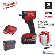 MILWAUKEE M18 FIW212 FUEL IMPACT WRENCH MAX TORQUE 339Nm BATTERY 18V 5.0AH X 1 PCS CHARGER X 1 PCS