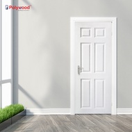 ส่งฟรี!! Polywood โพลีวูด - ประตู uPVC รุ่น PNR-003A ผิวเสี้ยนไม้ REVO สีขาว สำหรับใชัภายนอกและภายใน