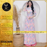 Áo Dài Hoạ Tiết Ombre Hồng Trẻ Trung Thanh Lịch Lụa Habutai K76 - Áo Dài Xuân Quỳnh