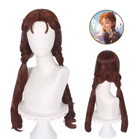 Game Identity V Little Girl Cosplay Wig Dark Brown Braids Long Hair Synthetic Wig+Wig cap Game Ident
