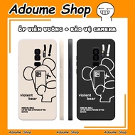 Samsung S9 / S9 Plus / S9+ Case With Square Border Printed With Black Flexible Pictures, Cute Cream
