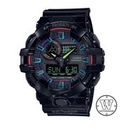 [Watchwagon] Casio G-Shock GA-700RGB-1A Rainbow Series Analog Digital Gents Watch Black Glossy Resin