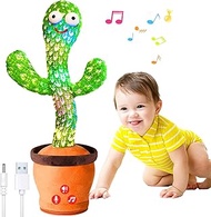 River Mill Rechargeable Dancing Talking Cactus Toy for Baby, Adjustable Volume Cactus Baby Toy, Colorful Glowing Interactive Cactus Toy That Talks Back W/ 120 Songs