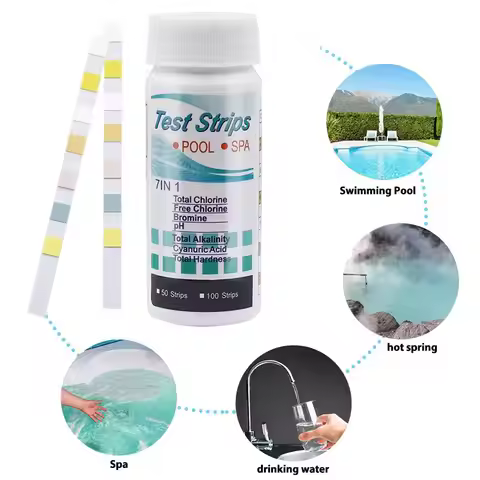 7 in 1 Swimming Pool PH Test Paper Chlorine PH Value Alkalinity Hardness Test Strip PH Tester Pool C
