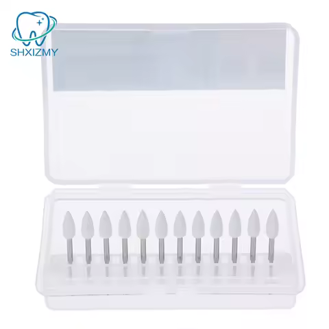 12pc / Set Dental White Polishing Stones Flame Cone shape burs Arkansas Stone
