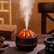 DOTTY Powered Charcoal Humidifier, Creative with Night Light Flame Wood Grain Humidifier, Aesthetic 