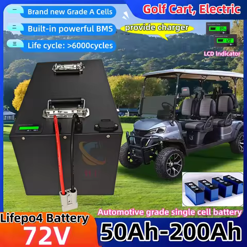 HC_72V 50Ah 60AH 80AH 100AH 120AH 150Ah 200AH LifePo4 Lithium Battery, Golf Cart, Electric Vehicle+C