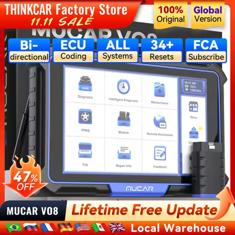 MUCAR VO8 Professional Car Diagnostic Tool Obd2 Scanner Auto Diagnose ECU Coding Bidirectional 34 Re