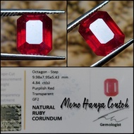 Natural Asli Batu Permata Ruby Corundum Octagon Terlaris