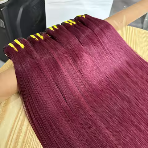 Yiwigs 12A Grade #99J Burgundy Red Color Double Drawn 100% Human Hair Bundles Bone Straight Raw Hair