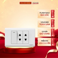 Side 2 2-prong sockets, 1 1-way switch LUSCOM AOC22CT11 High Quality Material - Hoa Sen Home - Genui