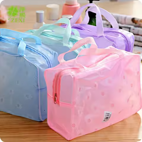Translucent Handbag Organizer Makeup Travel Cosmetic Bag Waterproof PVC Toiletry Kits Bathroom Stora