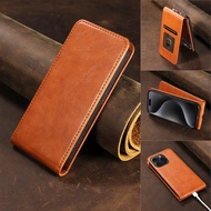 GFAITH Luxury Flip Phone Case for IPhone 16 Pro Max 15 Plus Fashion Up and Down Flip PU Leather Fold