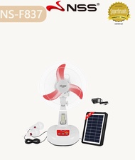 NSS Solar electric fan Rechargeable solar fan with panel 12"solar electricfan with emergency light