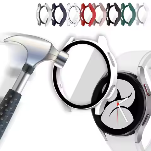 Case for Samsung Galaxy Watch 4 40mm 44mm PC Bumper Cover Screen Tempered Glass All-Around Protector