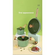 Seoulcook Luxury – Bộ 3 món nồi chảo đáy từ cao cấp Hàn Quốc, chống dính vân đá an toàn cho sức khỏe