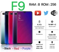 F9 จอ 6.3 นิ้ว มือถือ รองรับ2ซิม Smartphone  แรม 8GB รอม 256GB โทรศัพท์ถูกๆ รับประกันร้าน 1 เดือน Android Mobile phone