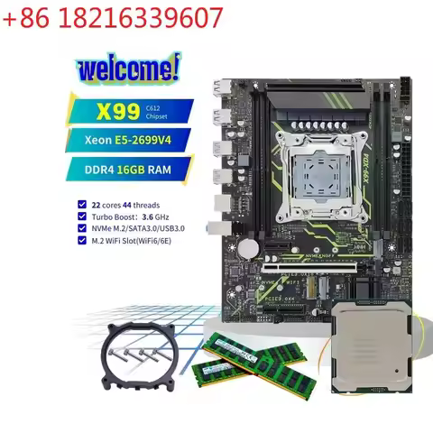 TAO PANDL Desktop PC Combination Set Matx NVMe M2 WiFi6 Sata3.0 Xeon e5 2699 v4 Combo DDR4 16GB Ram 