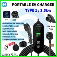 🔋TYPE 1 Portable EV Charger PHEV Charger 3.5kw CCS1 Customize Lengths
